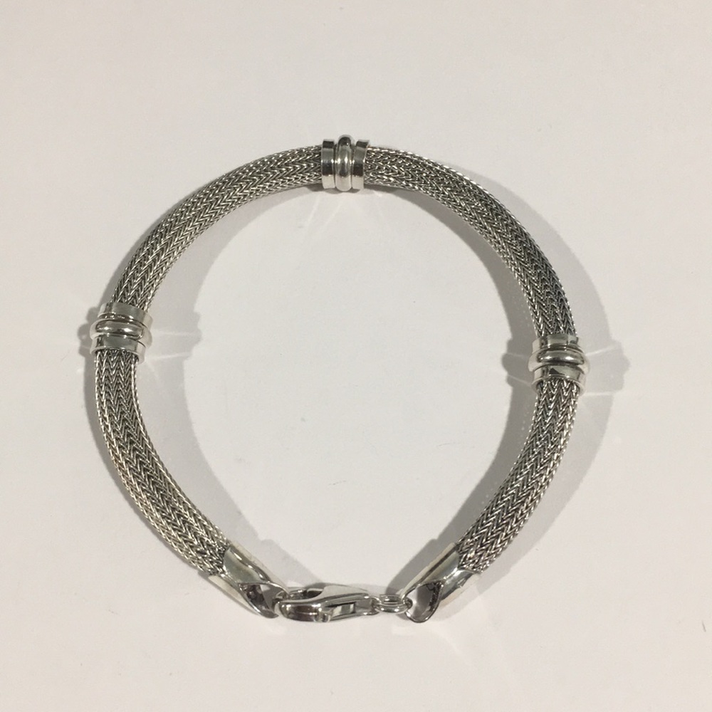 Sterling Silver Italian Mesh Rope Bracelet - Picture 1 of 6